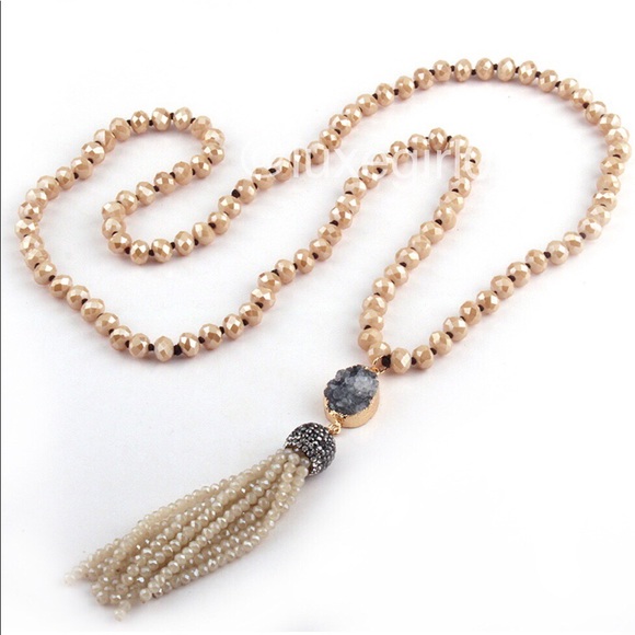 GORGEOUS Boho Long Druzy Crystal Tassel Necklaces! - Picture 5 of 6